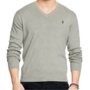 Polo Ralph Lauren Light Gray V-Neck Sweater Men’s XL knit casual